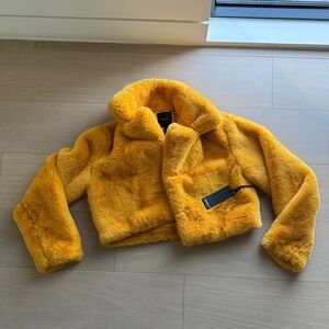 Brand new forever 21 Cozy Yellow Faux Fur woman’s Jacket